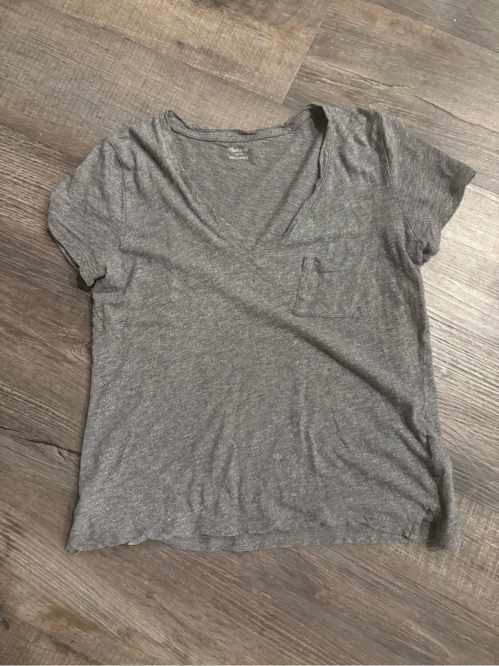 Madewell Heather Gray Slub Cotton‎ V-Neck Pocket Tee Size Small tshirt classic